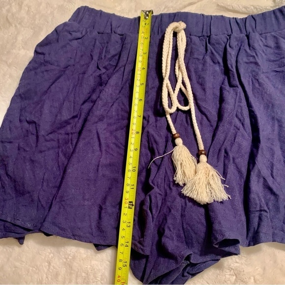 NEW Shorts Large Navy Blue Boho Flowy Elastic Waist Biker Shorts Drawstrings - Picture 9 of 11